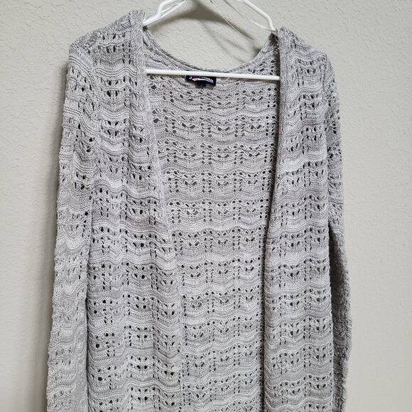 Freshman Long Cardigan Sweater Women Small Open Front Fall Winter Casual Crochet - Picture 7 of 10